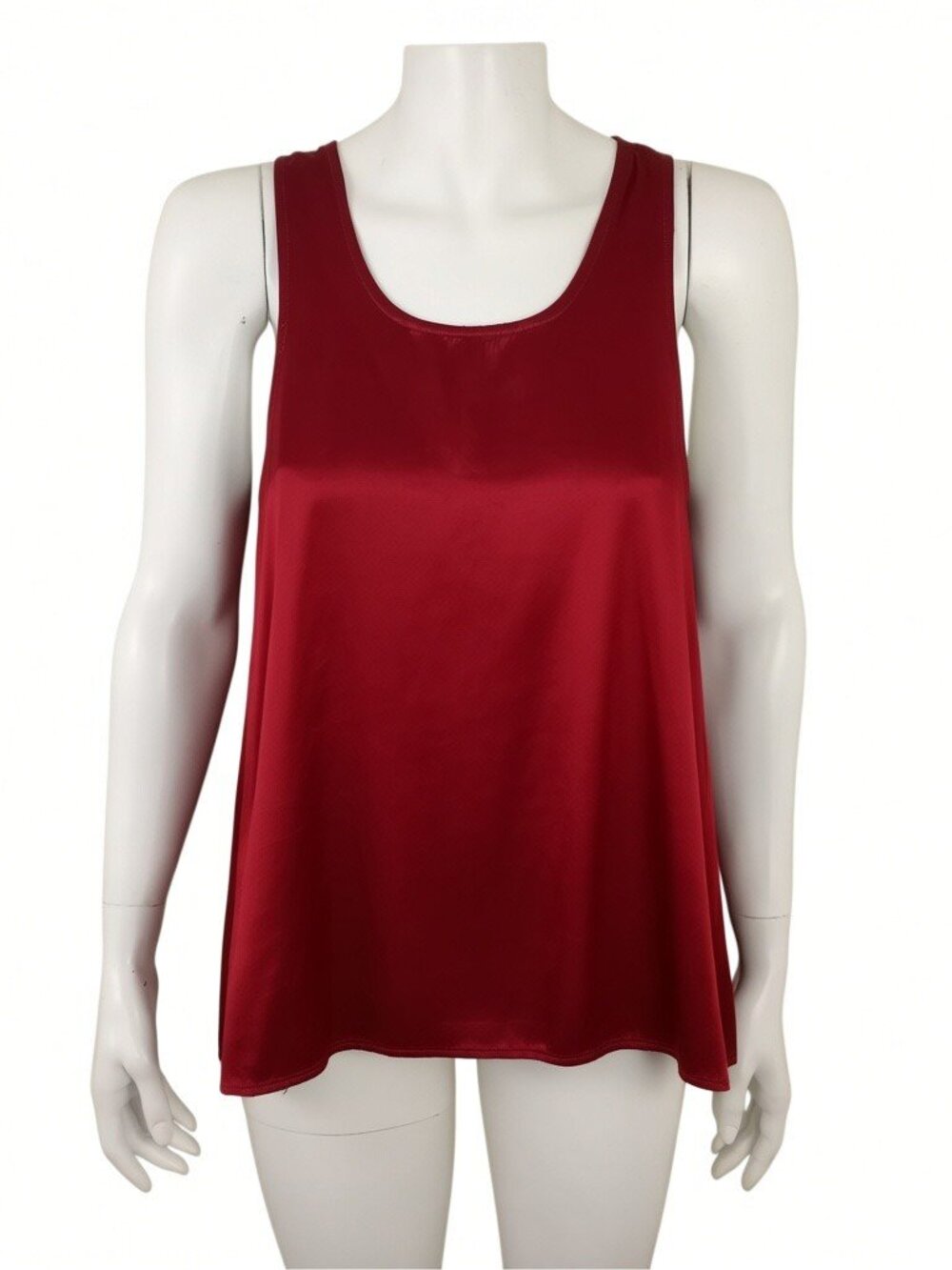 PJ Harlow CECE Red Satin Cami Sleep Top Womens S Scoop Neck Open Back Sleeveless